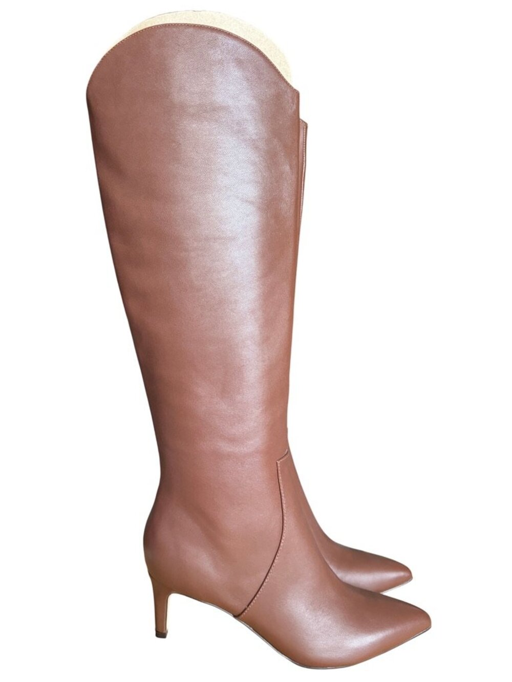 Nine West Sirena Knee High Boots 7.5 M Brown Leather Pointed Toe Kitten Heel
